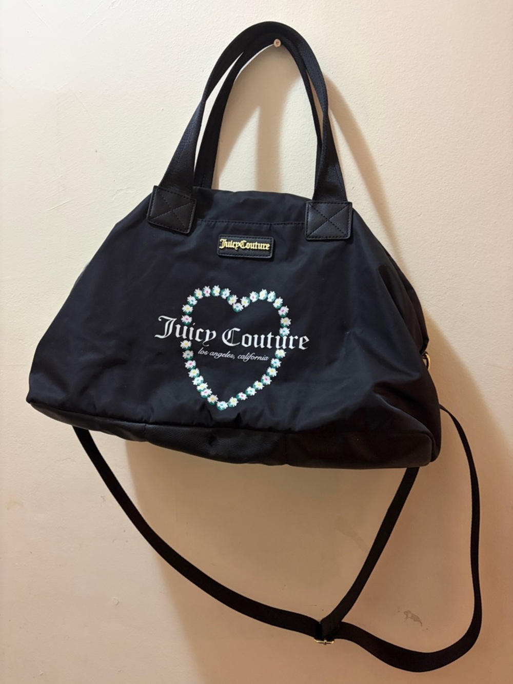 Juicy Couture Black gym bag with Floral Heart Logo
